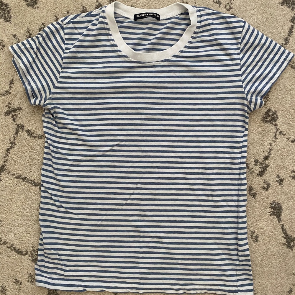 light blue and white striped brandy tee
